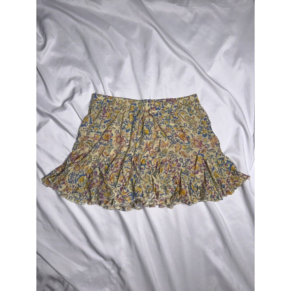 Aeropostale Skirt Yellow Floral Ruffle Mini Large